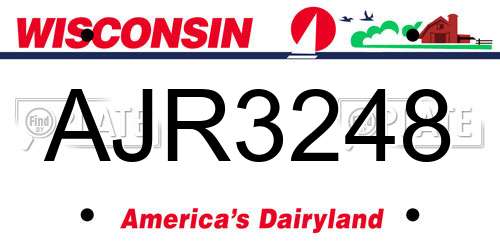 AJR3248 Wisconsin License Plate
