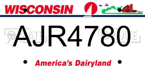 AJR4780 Wisconsin License Plate