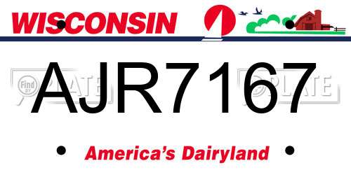 AJR7167 Wisconsin License Plate