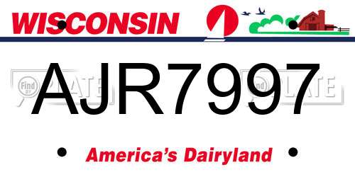 AJR7997 Wisconsin License Plate