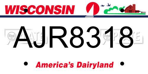 AJR8318 Wisconsin License Plate