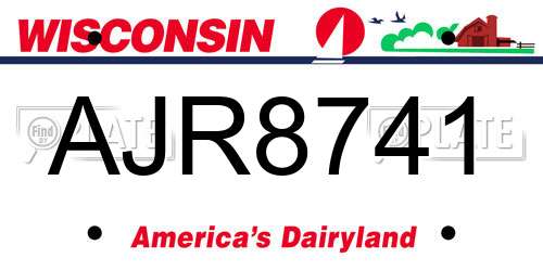 AJR8741 Wisconsin License Plate