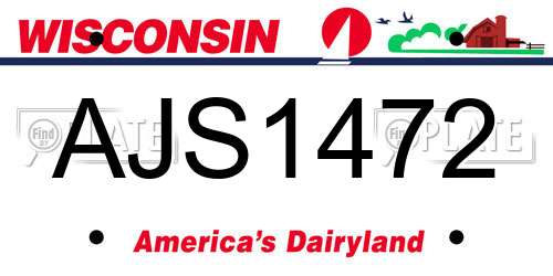 AJS1472 Wisconsin License Plate