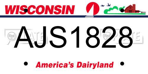 AJS1828 Wisconsin License Plate