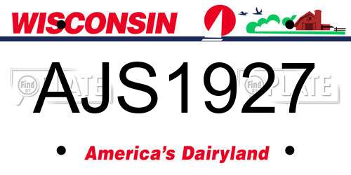 AJS1927 Wisconsin License Plate