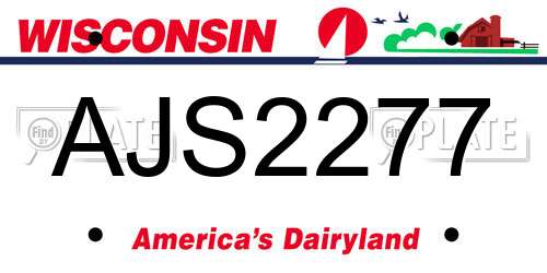 AJS2277 Wisconsin License Plate
