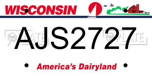 AJS2727 Wisconsin License Plate