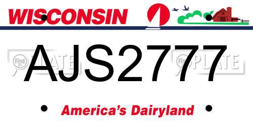 AJS2777 Wisconsin License Plate