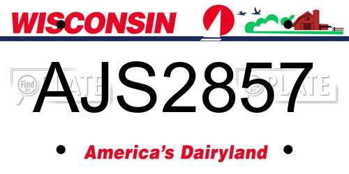 AJS2857 Wisconsin License Plate