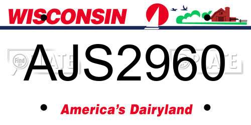 AJS2960 Wisconsin License Plate