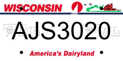 AJS3020 Wisconsin License Plate