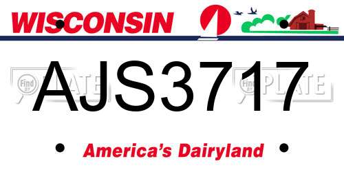 AJS3717 Wisconsin License Plate