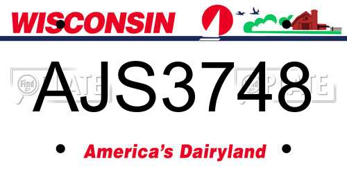 AJS3748 Wisconsin License Plate