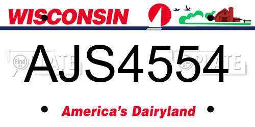 AJS4554 Wisconsin License Plate