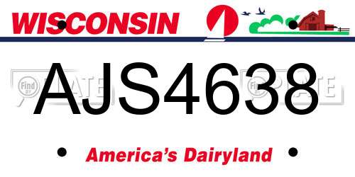 AJS4638 Wisconsin License Plate