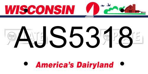 AJS5318 Wisconsin License Plate