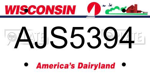 AJS5394 Wisconsin License Plate