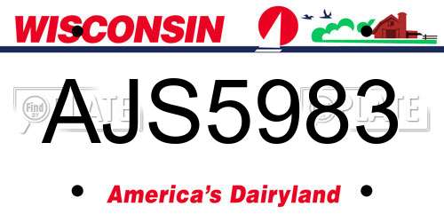 AJS5983 Wisconsin License Plate