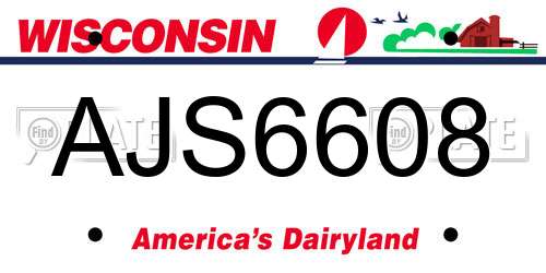 AJS6608 Wisconsin License Plate
