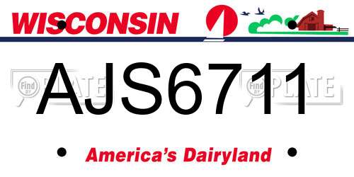 AJS6711 Wisconsin License Plate