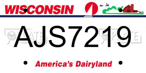 AJS7219 Wisconsin License Plate