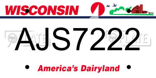 AJS7222 Wisconsin License Plate