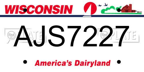AJS7227 Wisconsin License Plate