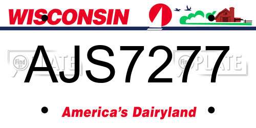 AJS7277 Wisconsin License Plate