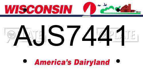 AJS7441 Wisconsin License Plate