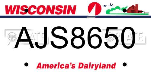 AJS8650 Wisconsin License Plate