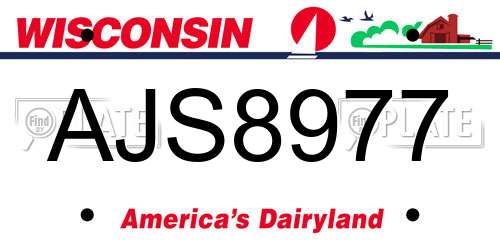 AJS8977 Wisconsin License Plate