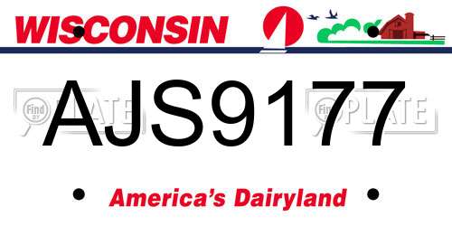AJS9177 Wisconsin License Plate