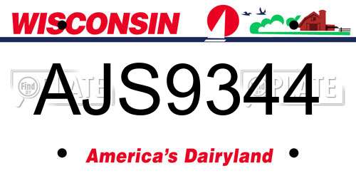 AJS9344 Wisconsin License Plate