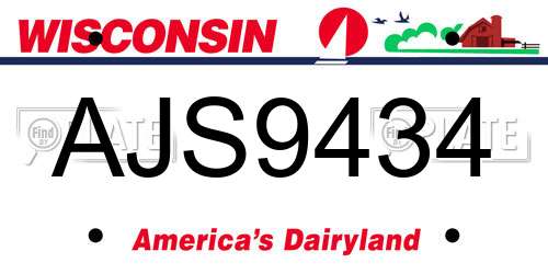 AJS9434 Wisconsin License Plate