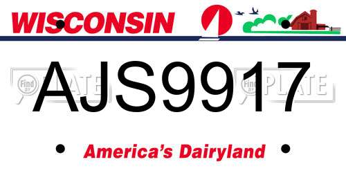 AJS9917 Wisconsin License Plate