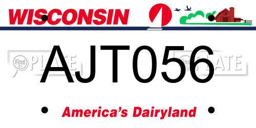 AJT056 Wisconsin License Plate