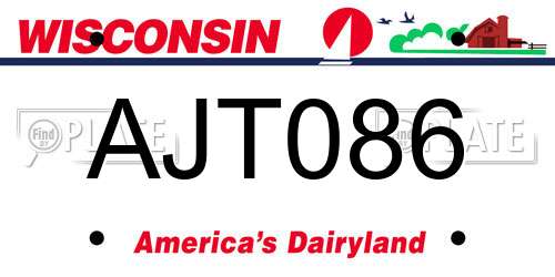 AJT086 Wisconsin License Plate