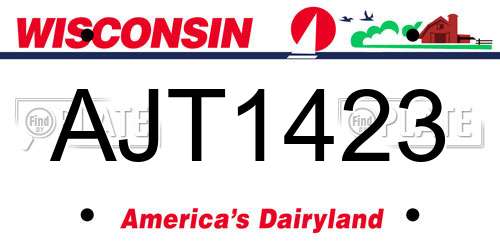 AJT1423 Wisconsin License Plate