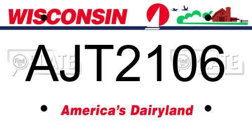 AJT2106 Wisconsin License Plate