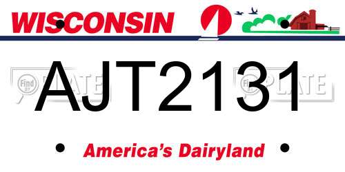 AJT2131 Wisconsin License Plate