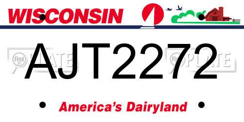 AJT2272 Wisconsin License Plate