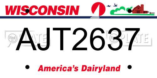 AJT2637 Wisconsin License Plate