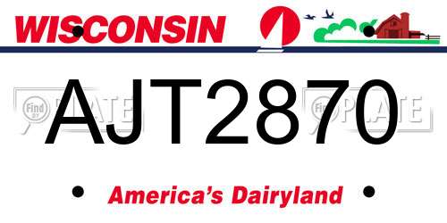 AJT2870 Wisconsin License Plate