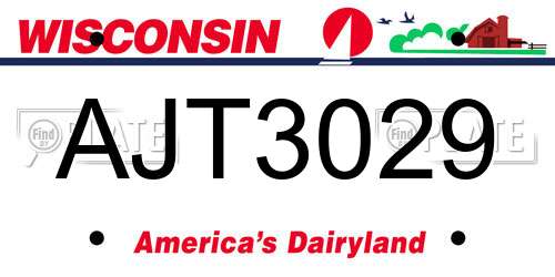 AJT3029 Wisconsin License Plate
