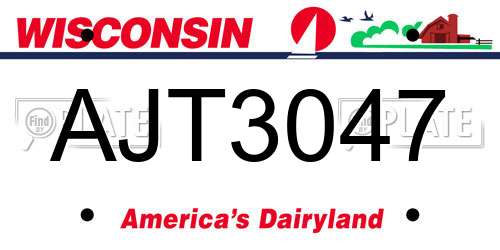 AJT3047 Wisconsin License Plate