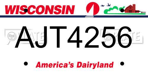 AJT4256 Wisconsin License Plate