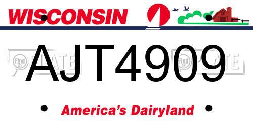 AJT4909 Wisconsin License Plate