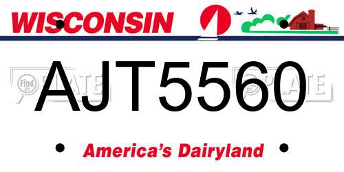 AJT5560 Wisconsin License Plate