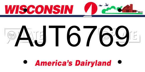 AJT6769 Wisconsin License Plate