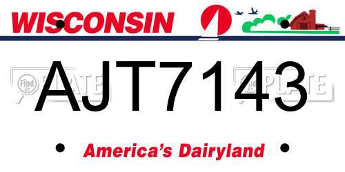 AJT7143 Wisconsin License Plate